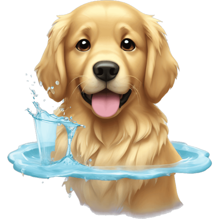 golden retriever tomando agua de coco  emoji