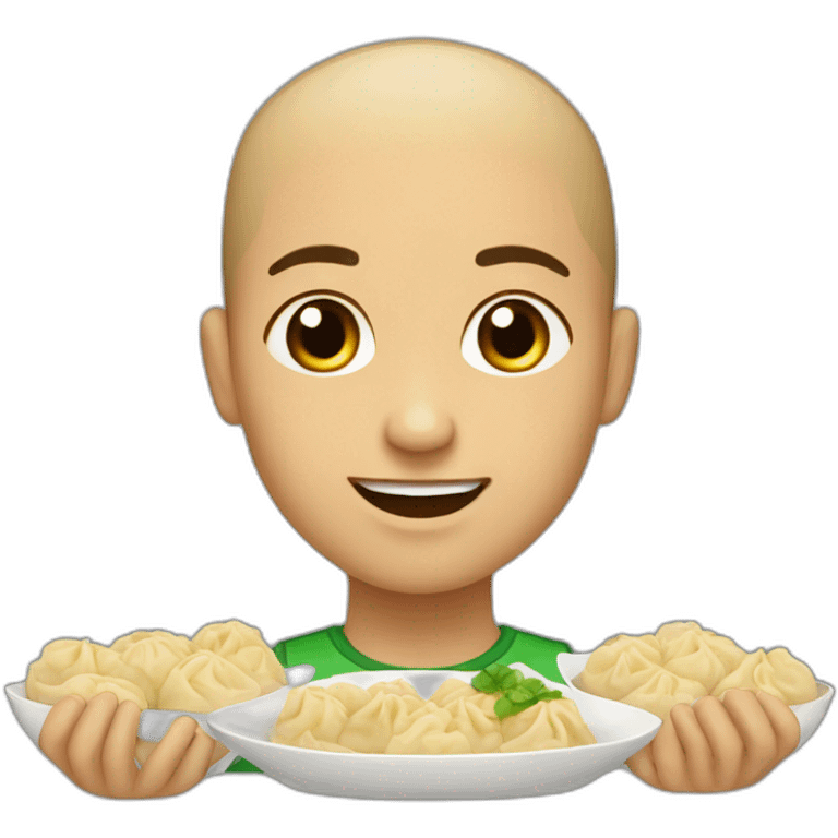 Light skin guy with a buzz cut eating 48 dumplings  emoji