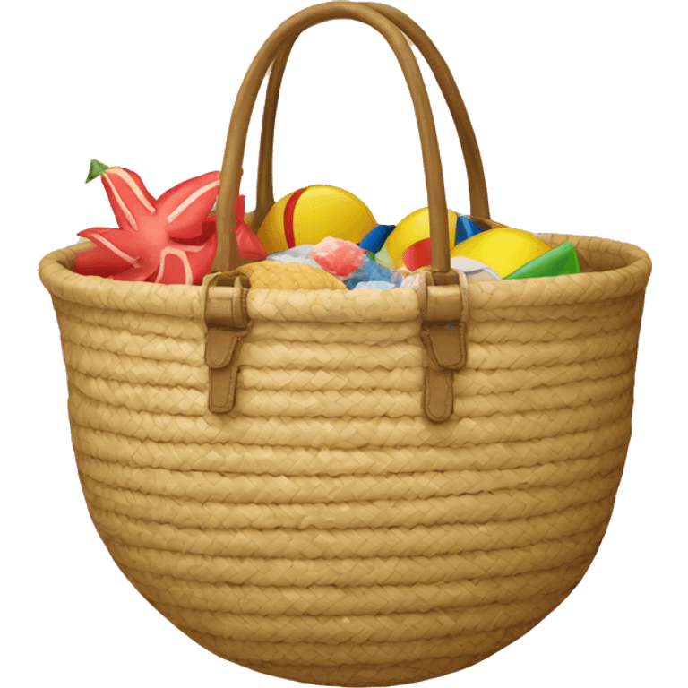 Straw circle beach bag emoji