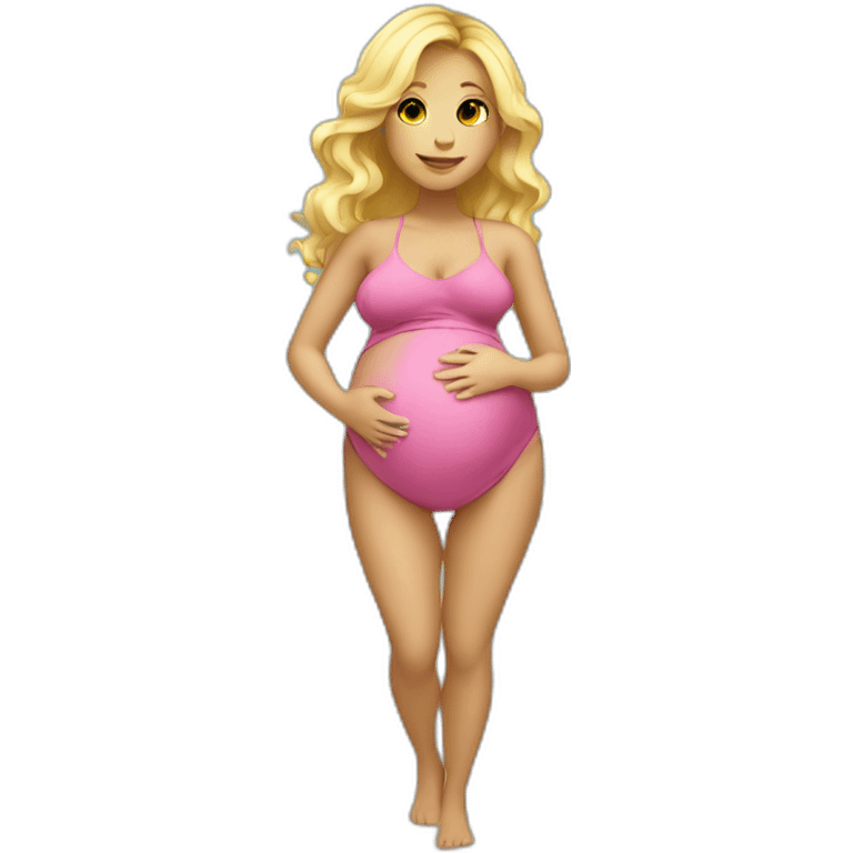 adorable pregnant blond full body women with beach-wave-hair emoji