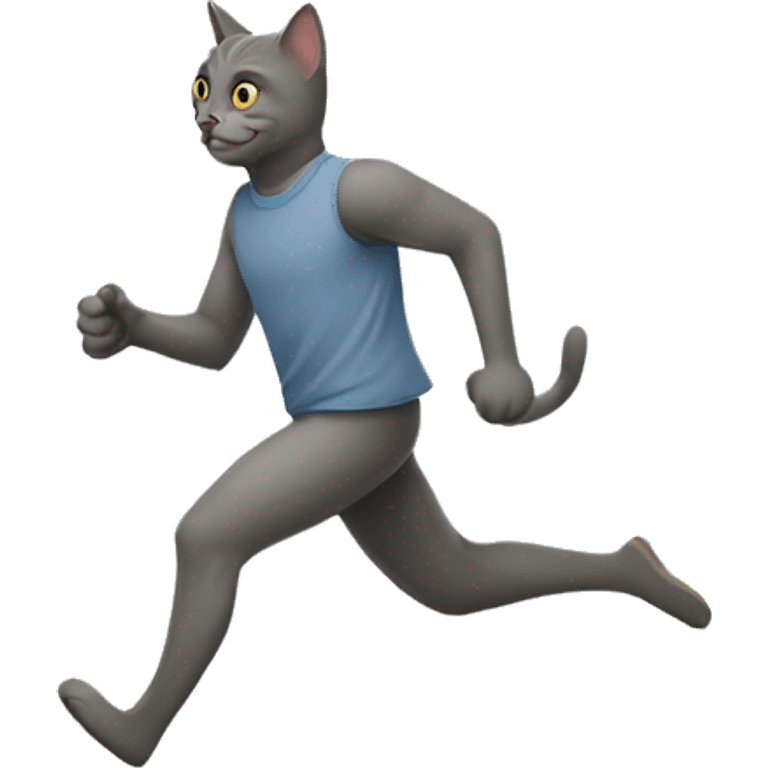 Grey Cat running from man emoji