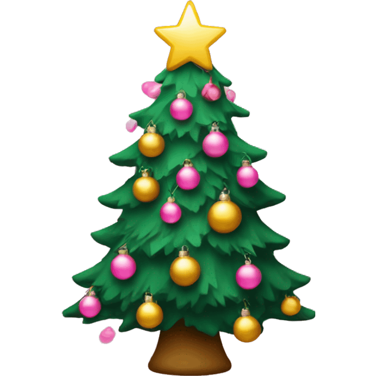 christmas tree with pink lights and ornaments  emoji