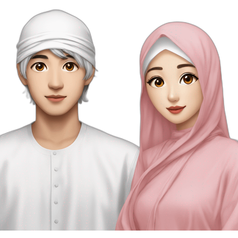 Kim Taehyung from BTS with a Muslim girl emoji