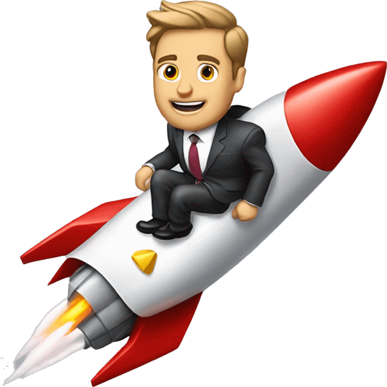 business man riding a rocket ship emoji