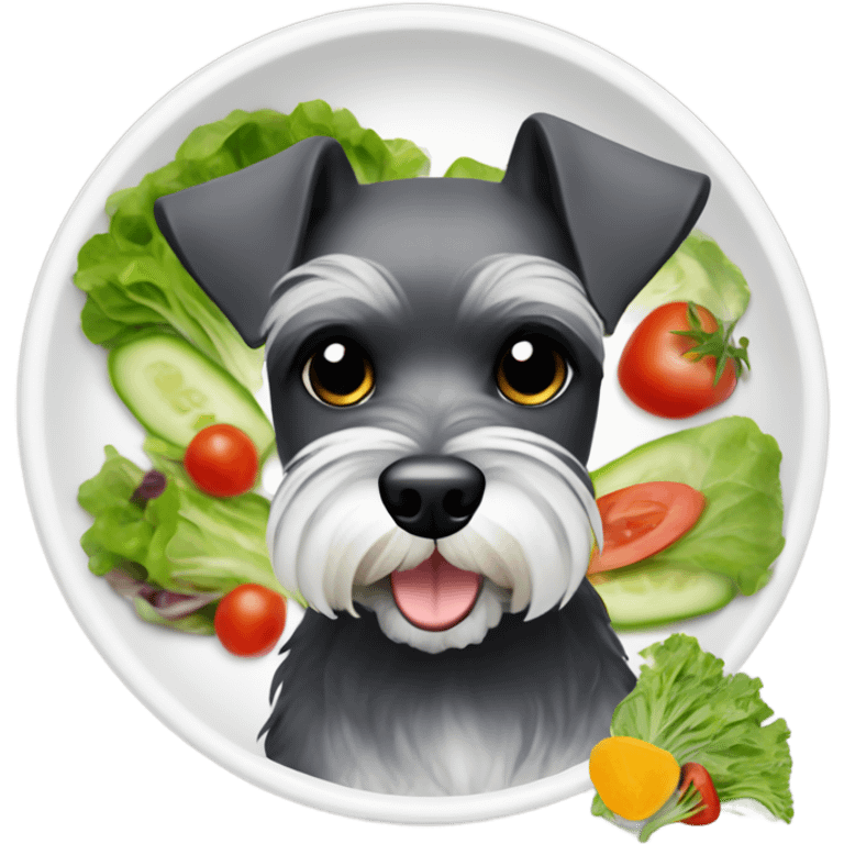 miniature schnauzer eating a salad emoji