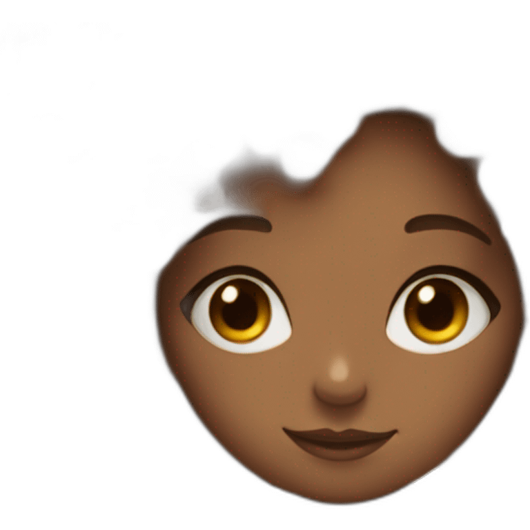 teenage girl with fluffy curly hair draws a picture emoji