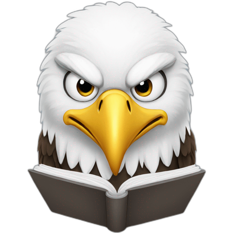 Bald eagle reading emoji