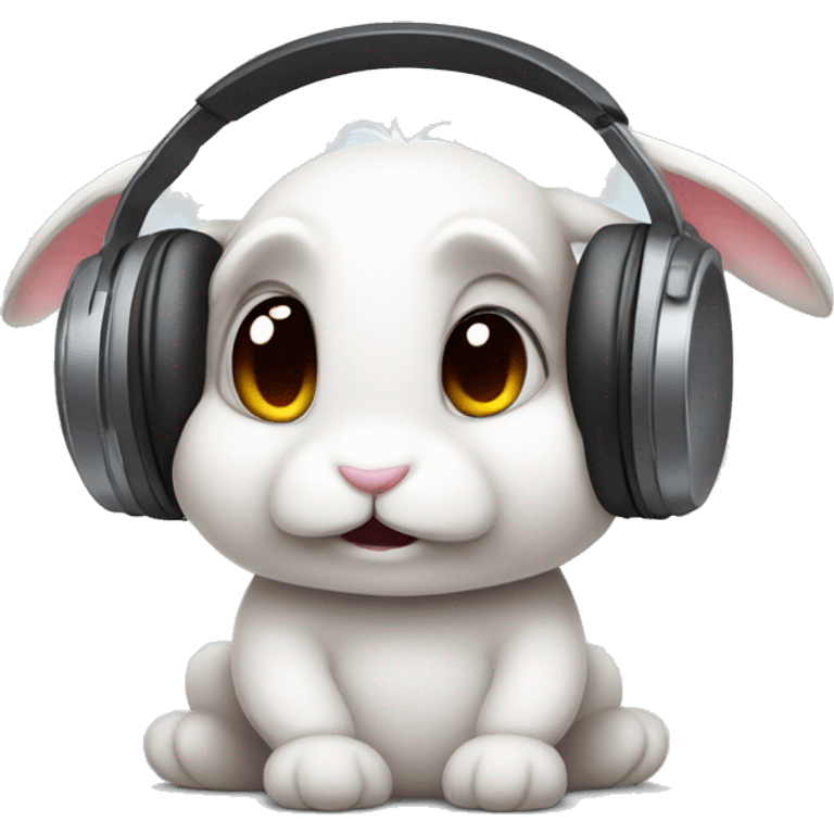 Sad Bunny Rabit wearing headphones emoji