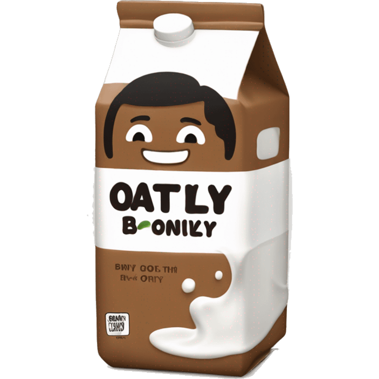 Create an emoji that represents the Oatlys milk cartoon that is brown. The company name is Oatly. The whole carton sould be bown with rectangular form emoji