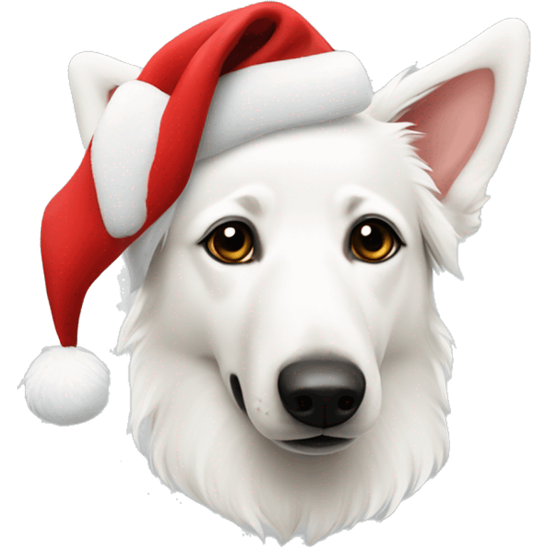 White swiss shepherd Santa hat emoji