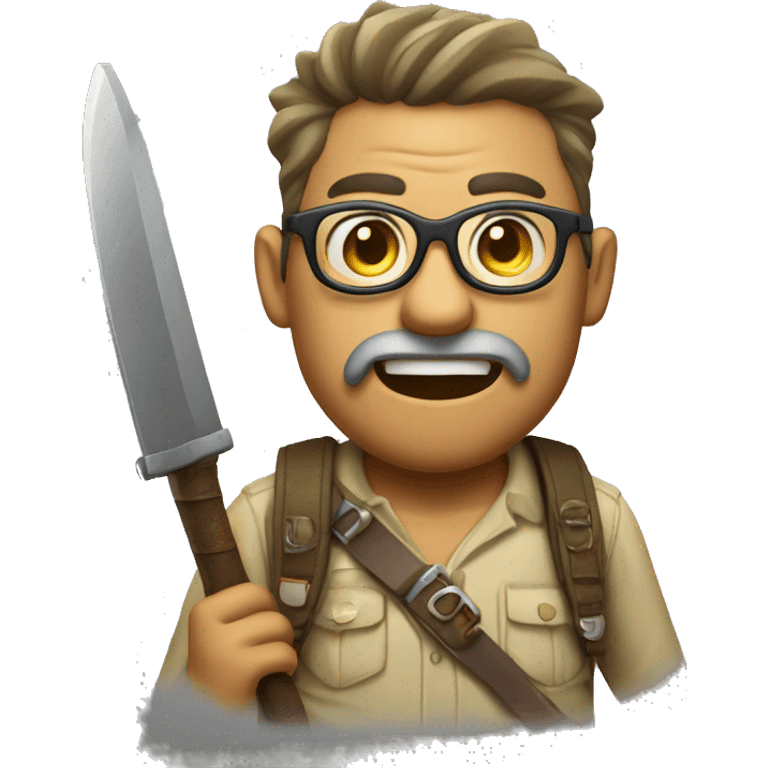 explorer with glasses, aggressive machete  emoji