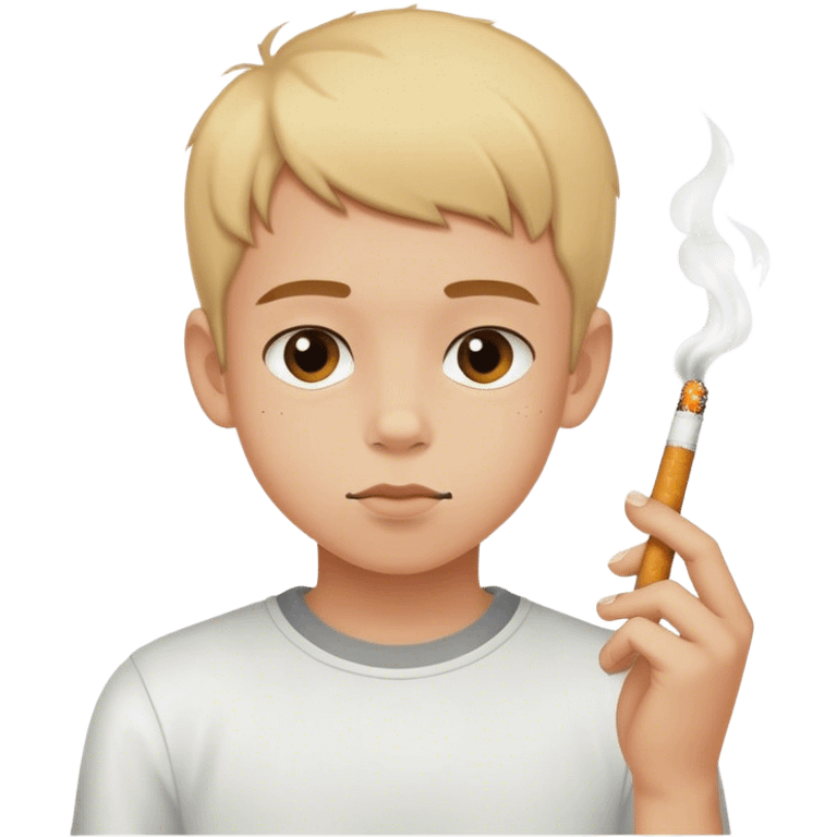 A young boy with cigarettes for arms emoji