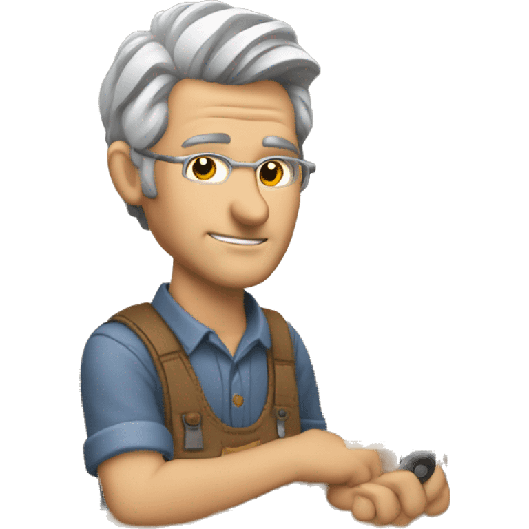 Woodworker with miter saw caucasian gray hair emoji