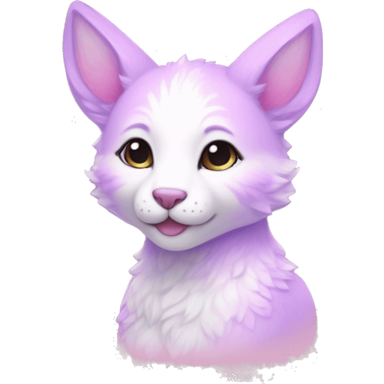 Kawaii colorful bright light pastel lilac-pink-white-gradient fantasy ethereal anthro fursona animal creature emoji