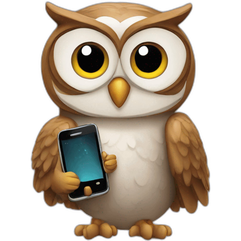 owl with phone emoji