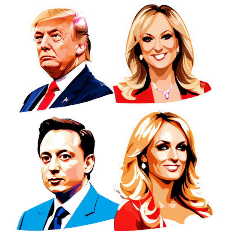 All Four people, Trump, Stormy Daniels, Musk, and Bezos, side-by-side, sit emoji