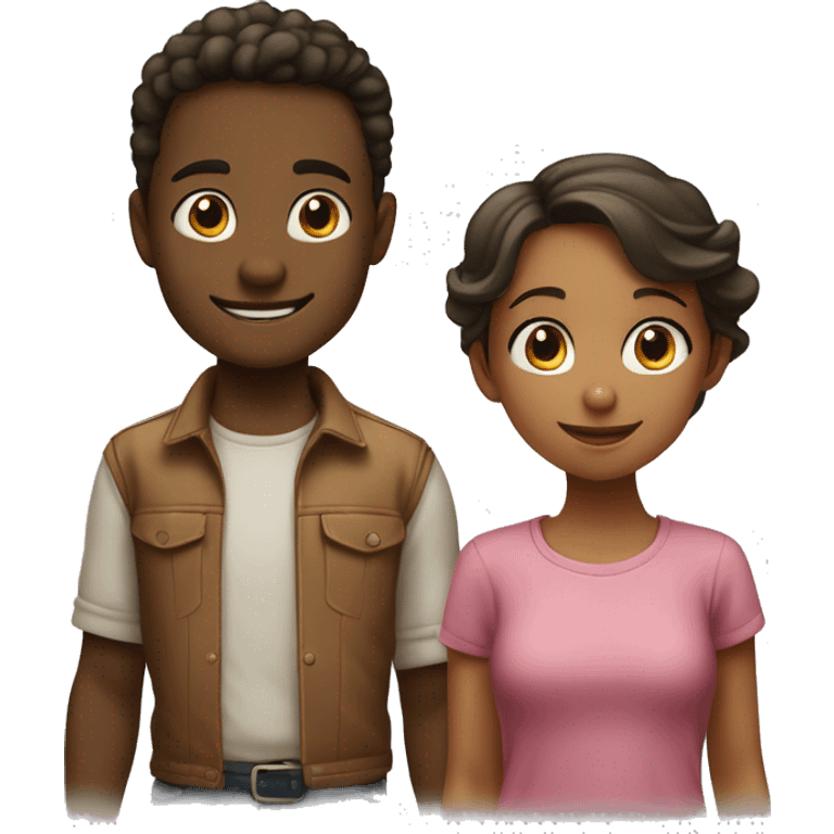 An emoji of a brother and sister standing side by side, the girl with a playful smile and the boy with a friendly expression emoji