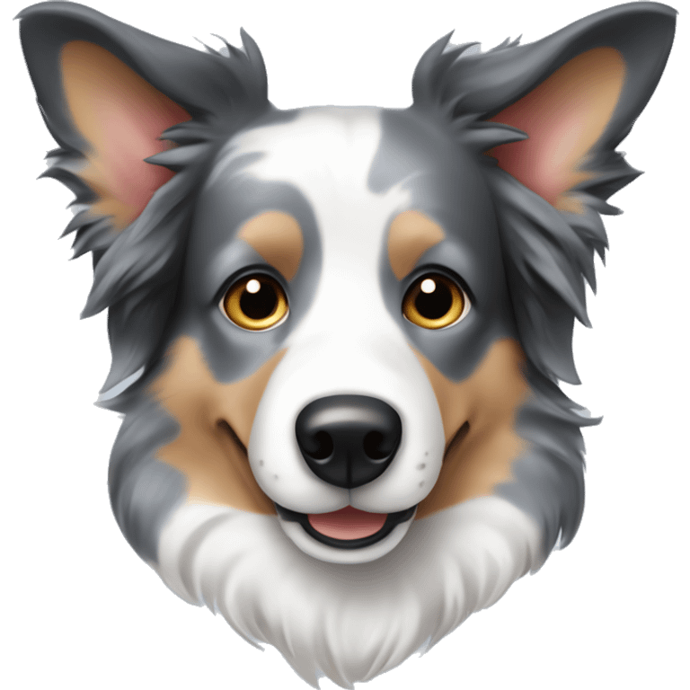 blue merle border collie with pricked ears emoji