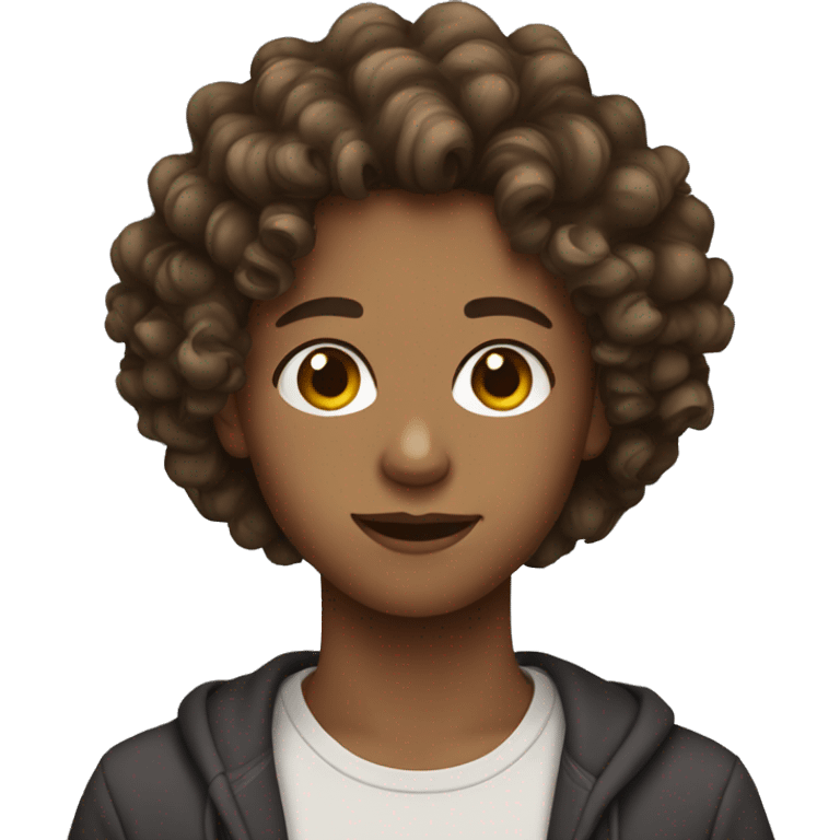 Teenager with brown hair and curls emoji