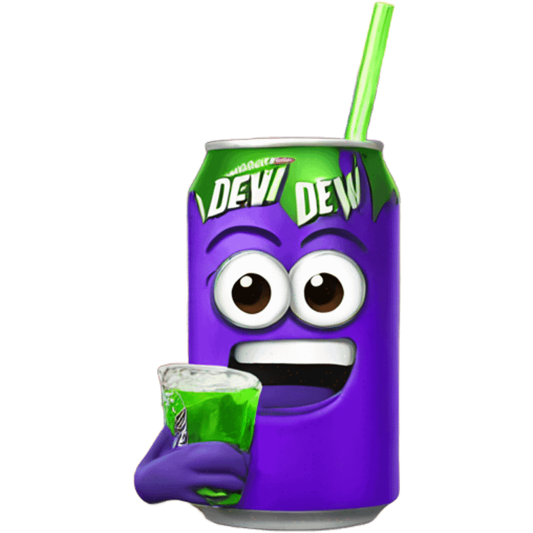 Purple minion drinking mountain dew in desert emoji