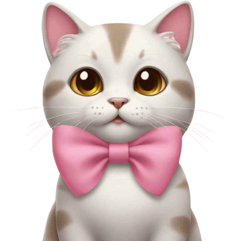 cat with blushing cheeks and pink bow emoji