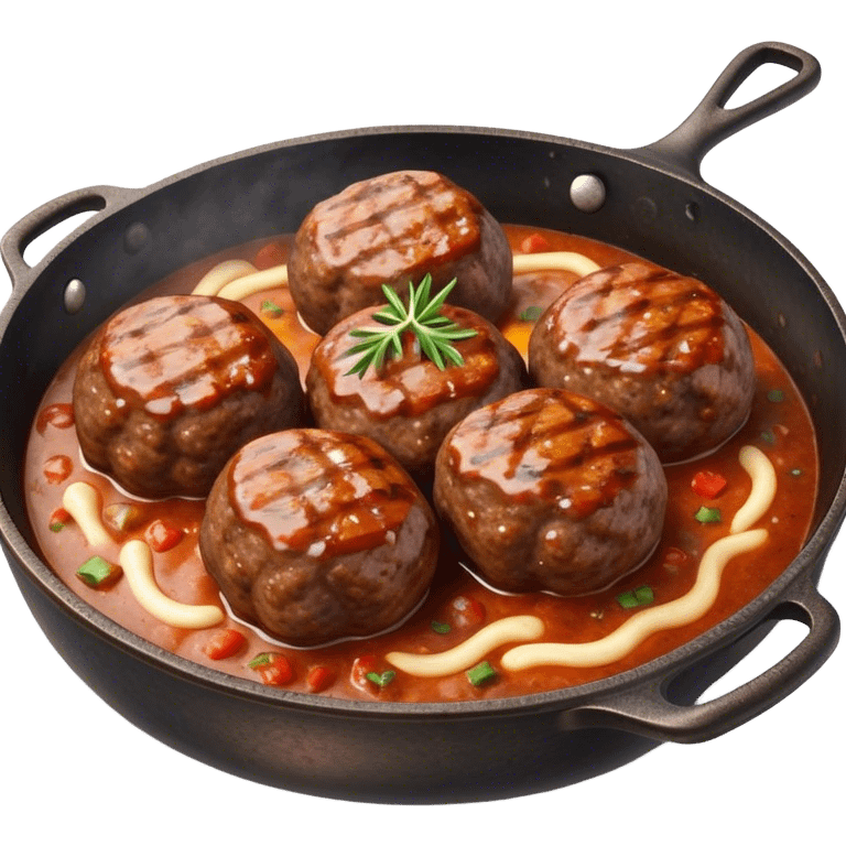 Cinematic Realistic Kofte Dish Emoji, depicted as seasoned, grilled meatballs with a charred exterior rendered with lifelike textures and robust, appetizing lighting. emoji