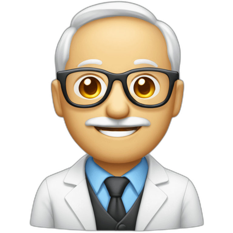 profesor de física y química calvo con barba y gafas sonriendo emoji