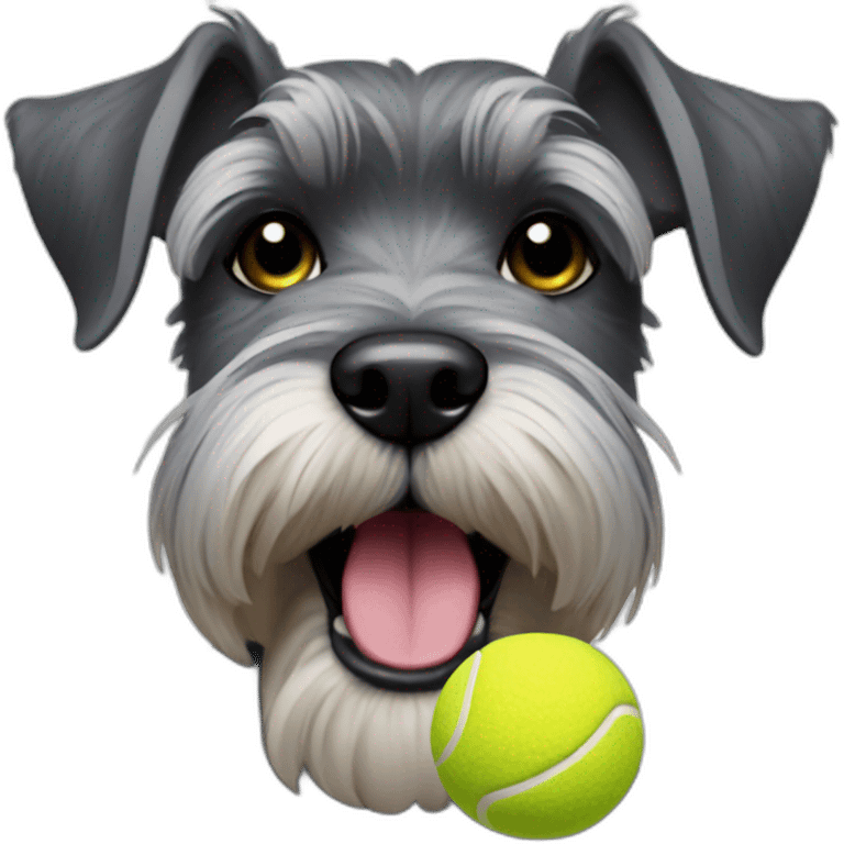 Schnauzer with small tennis ball in mouth emoji