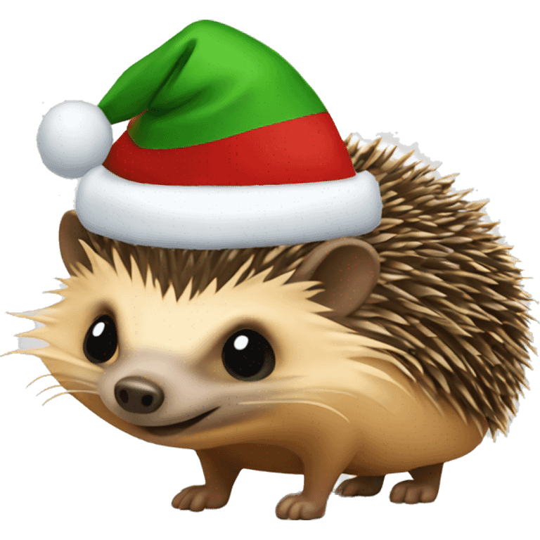 Hedge hog with Christmas hat  emoji