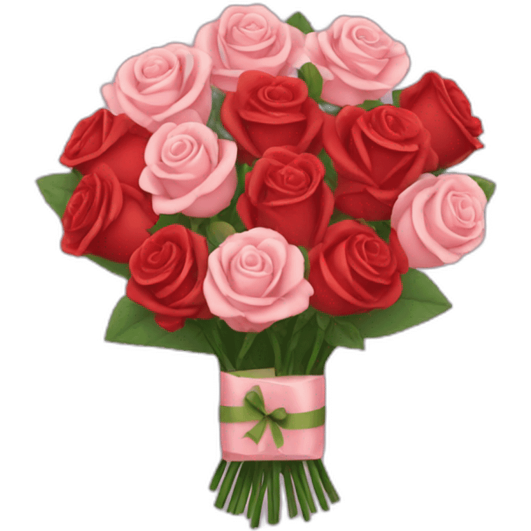 a bouquet of roses and a wrapped gift emoji