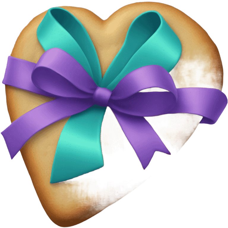 Heart cookie with teal purple support ribbon emoji