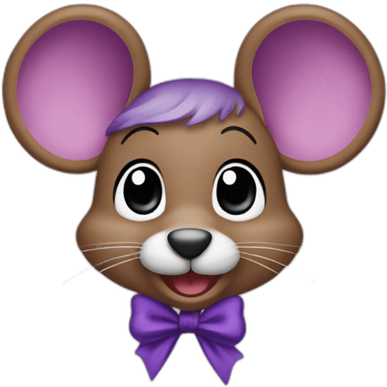 brown jerry mouse cartoon with purple hair bow emoji