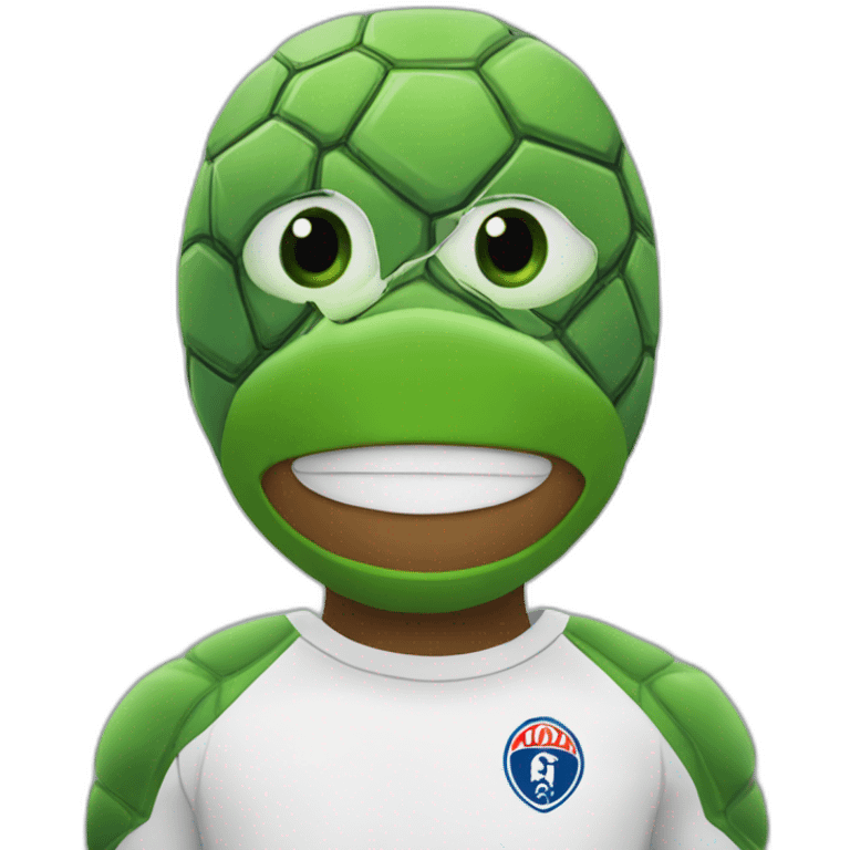 Mbappé avec un masque de tortue emoji