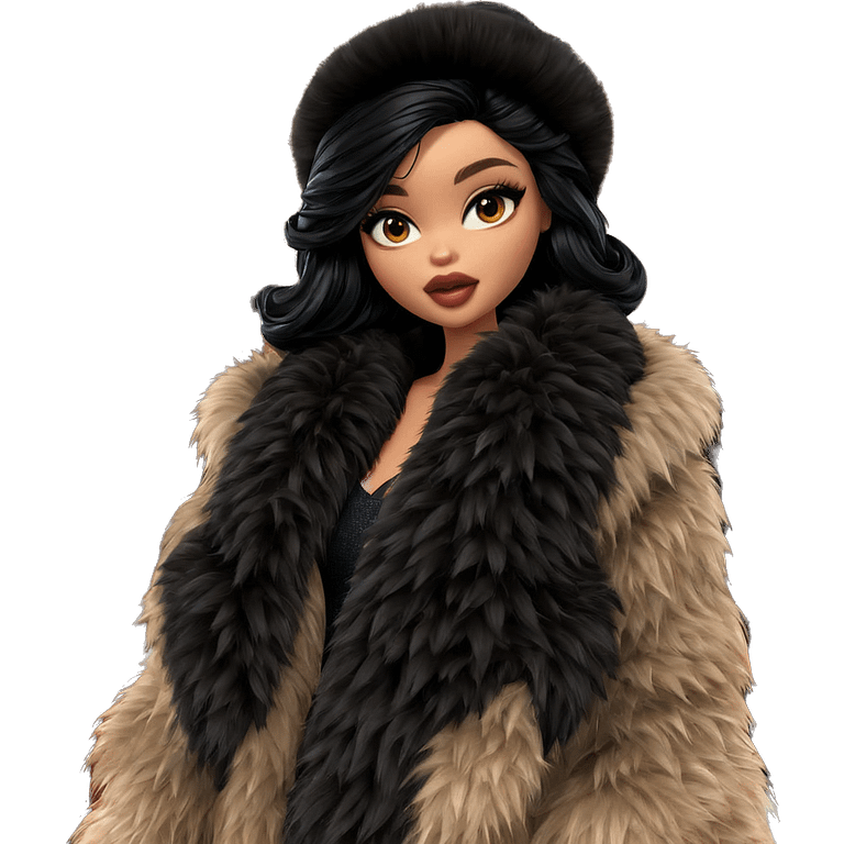 girl in fur coat at night emoji