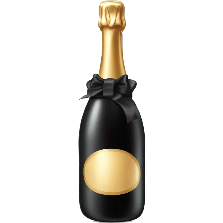 Champagne black bottle with black bow emoji