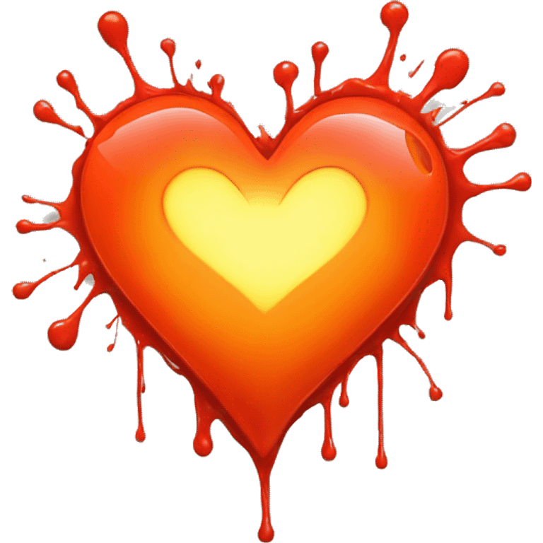 bleeding red heart glowing red-orange with splatter emoji