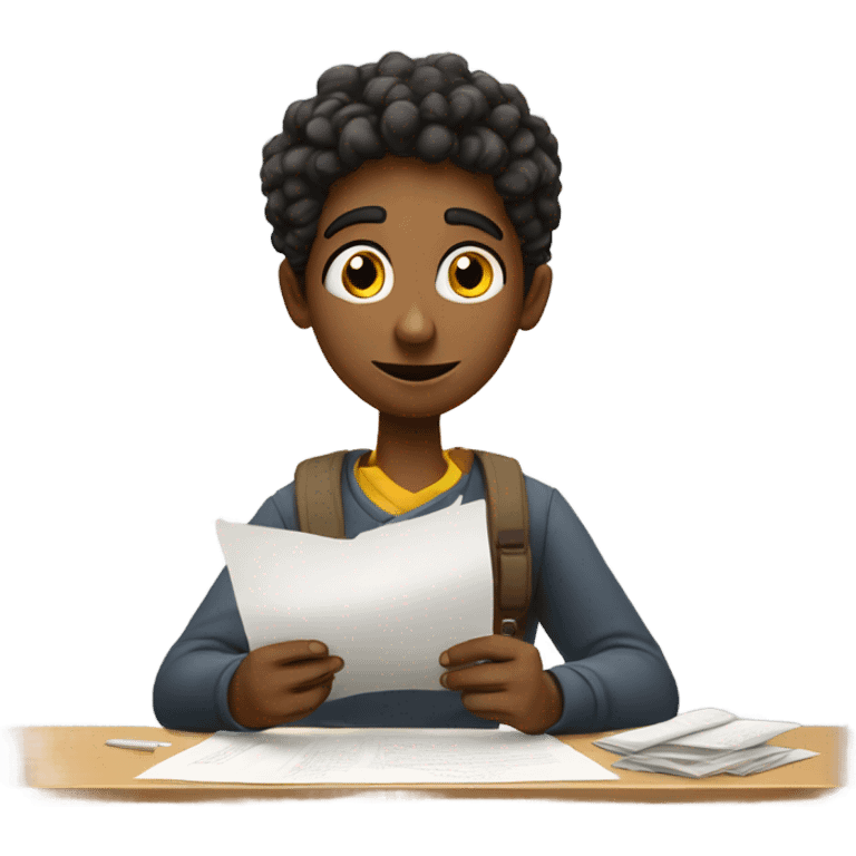 student reading a paper emoji