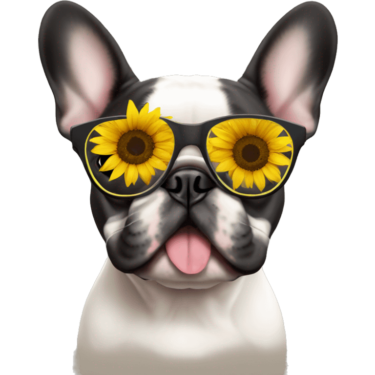 French bulldog wearing sunflower glasses emoji