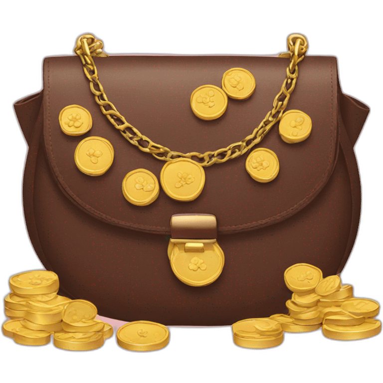 purse with gold coins and flowers emoji