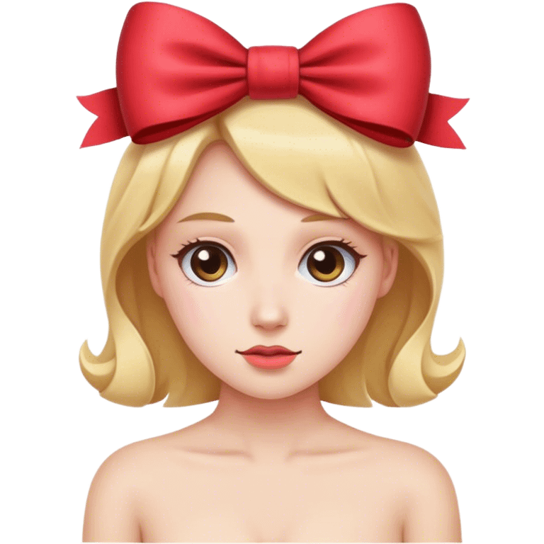 Demure person wearing a bow emoji