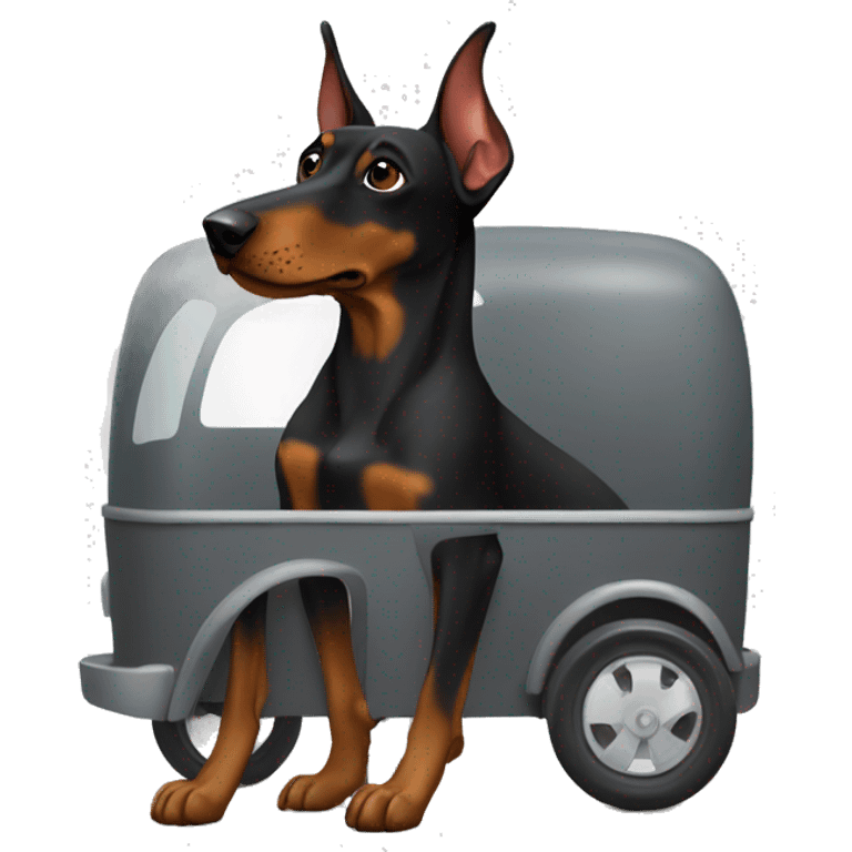 doberman en un transportin emoji