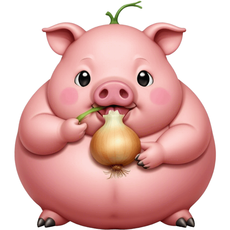 comically large fat pig eating an onion  emoji