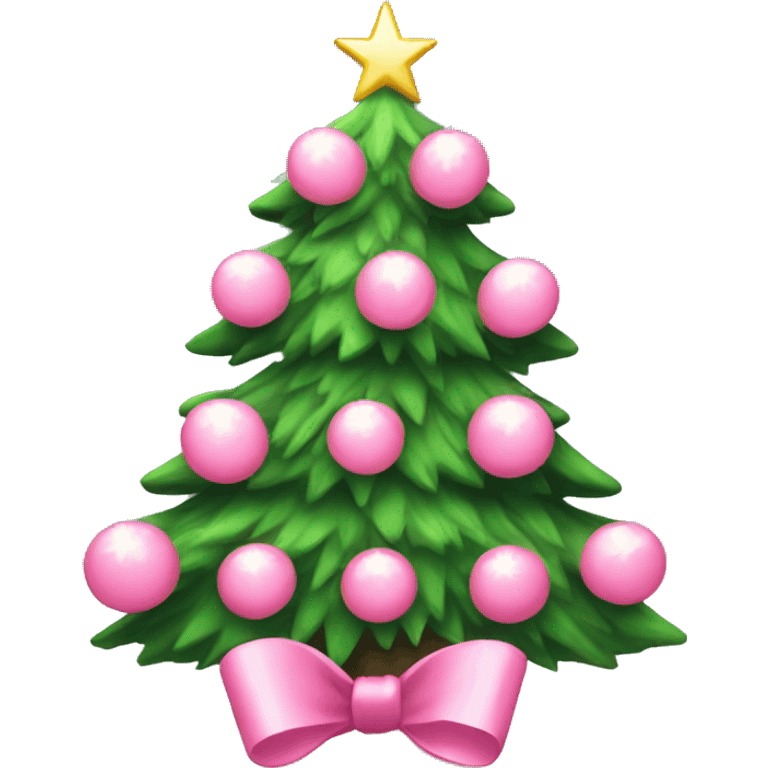 Twinkling Christmas tree with pink bows emoji