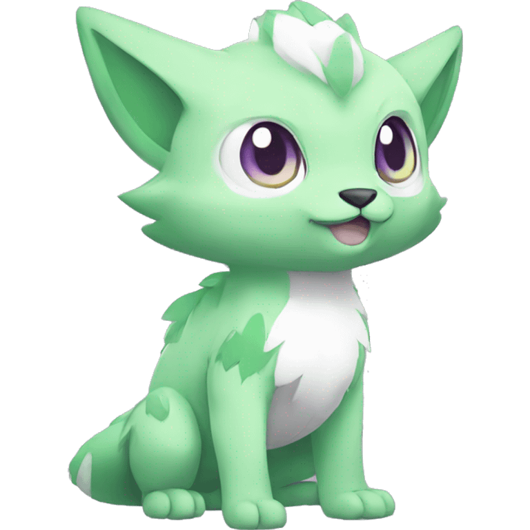 Cute cool green white purple animal hybrid Fakemon full body emoji