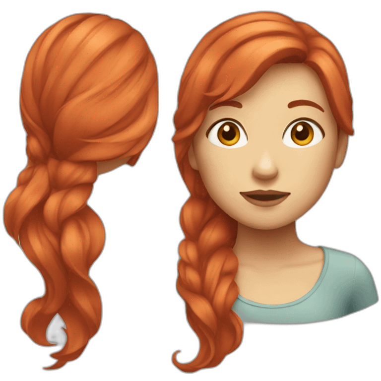 Girl with red hair highlight and round face emoji