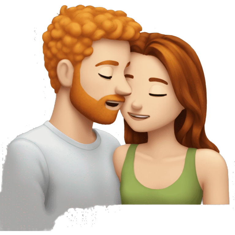 Ginger guy kissing brunette girl 😘 emoji