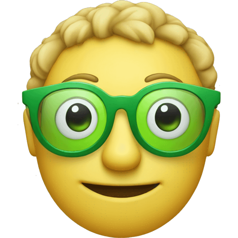 A smiley face with green glasses  emoji