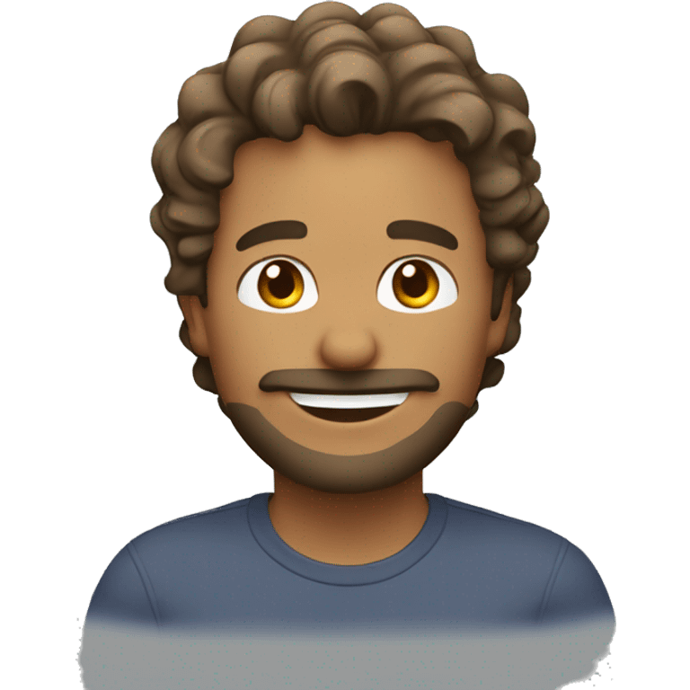 Happy man with wavy hair and light goatee emoji