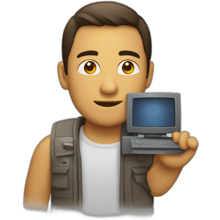 chico con computadora emoji