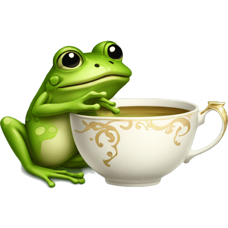 frog holding teacup emoji